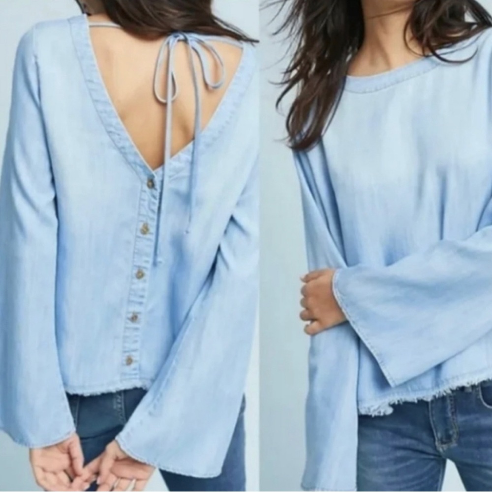 Cloth & Stone for Anthropologie Chambray Tie Back Top